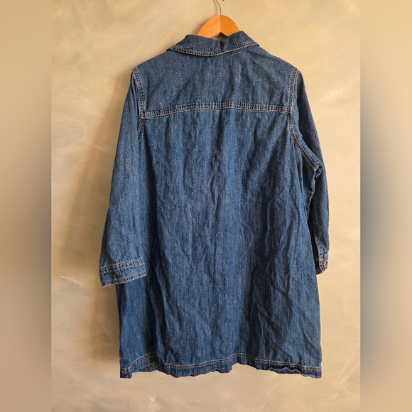 Old Navy Denim Shirt Dress Chore Pockets Popover Henley Sz 2X - Picture 2 of 10